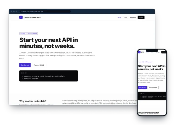 Laravel API Boilerplate landing page