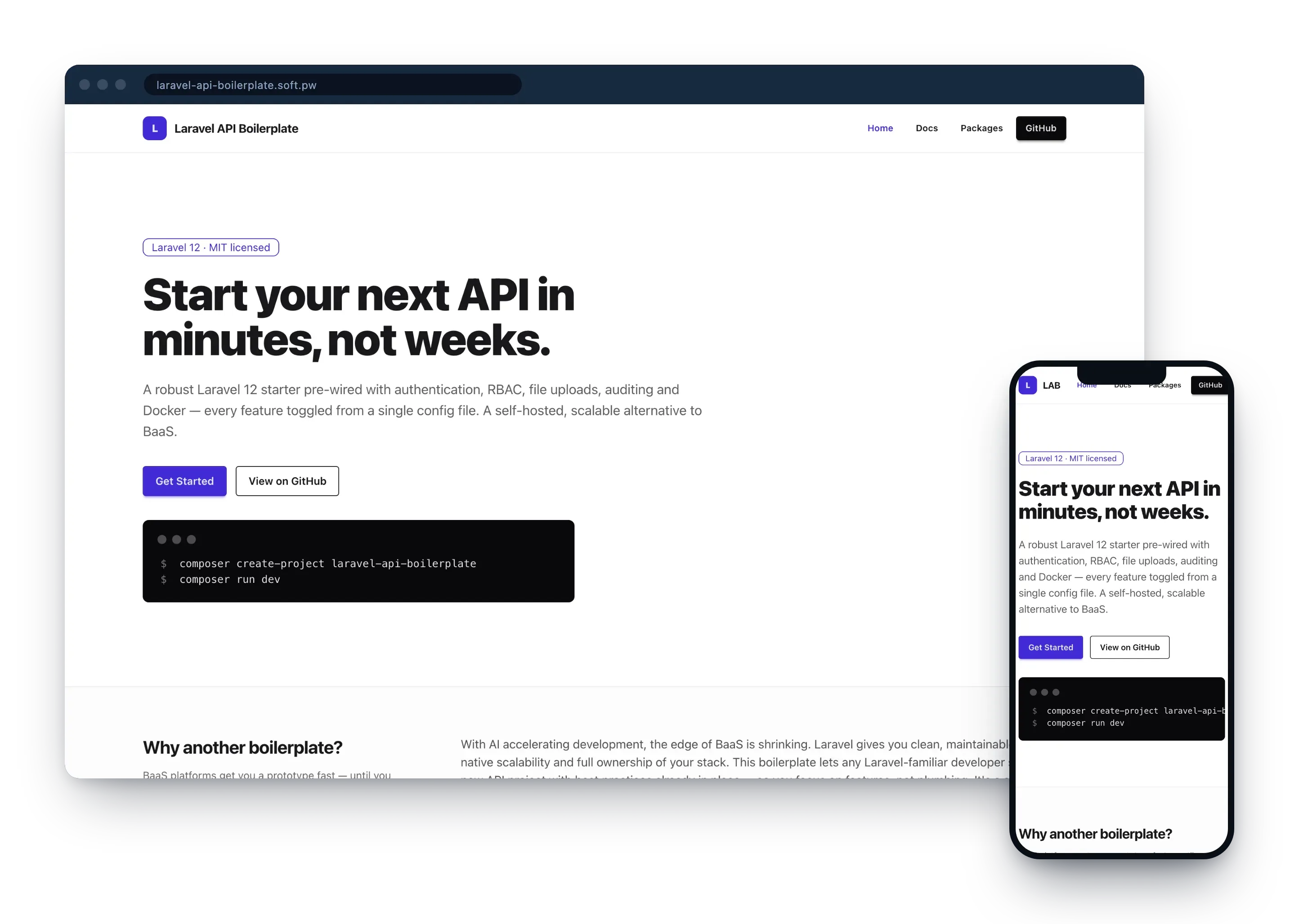 Laravel API Boilerplate landing page