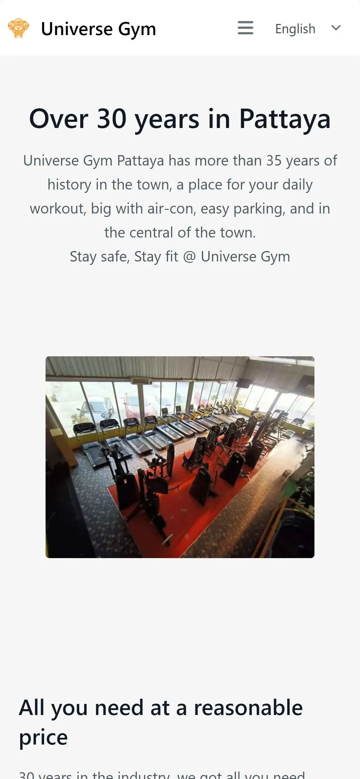 Universe Gym website