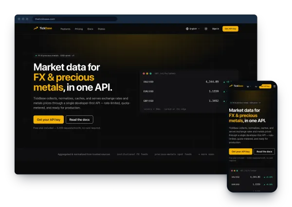 TickBase market data API landing page