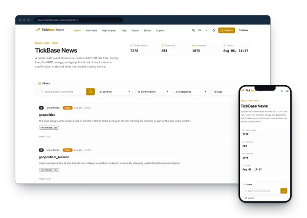 TickBase News public event radar page