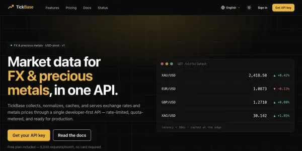 TickBase 市场数据 API 落地页