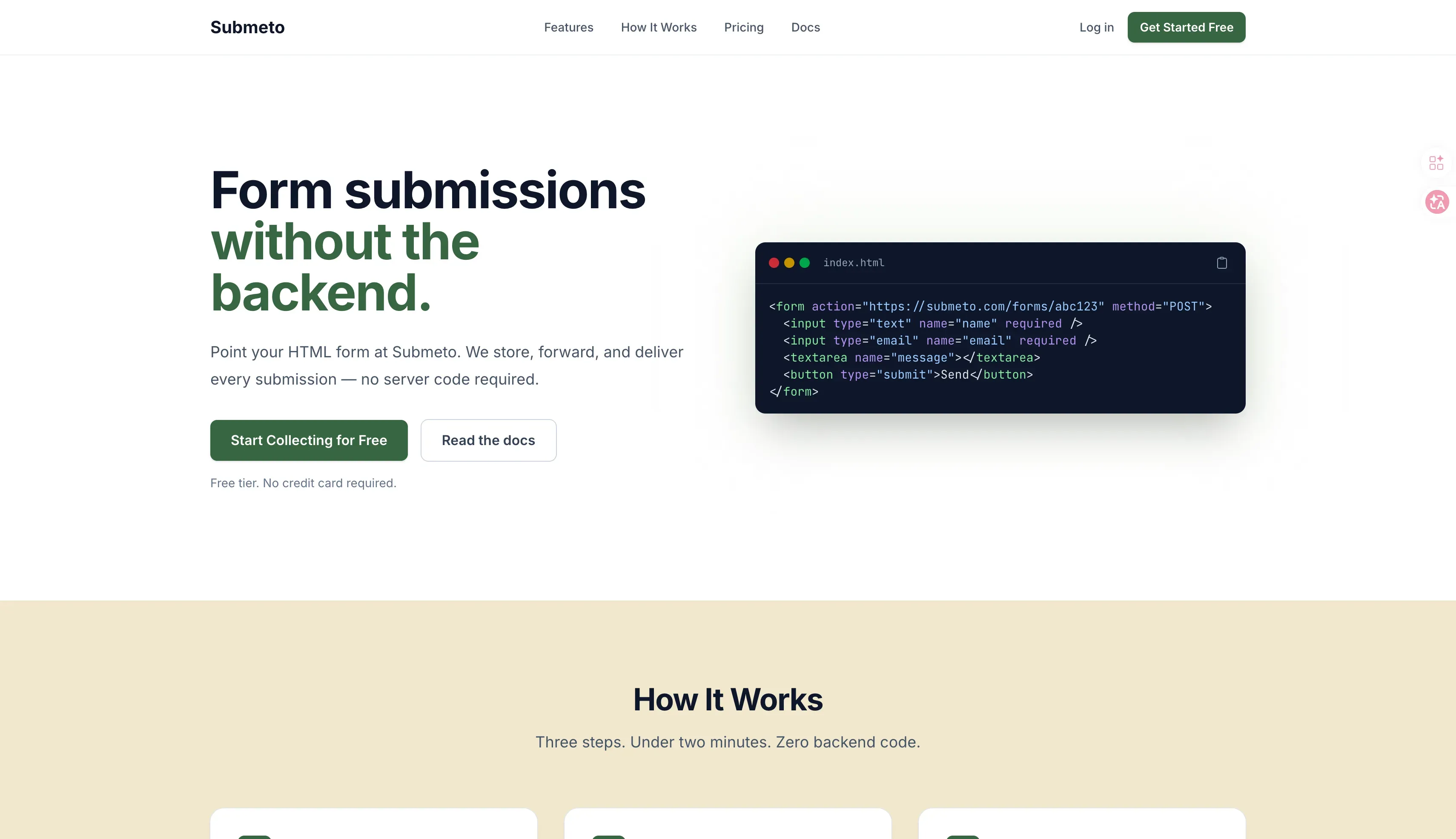 Submeto - Form submissions without the backend
