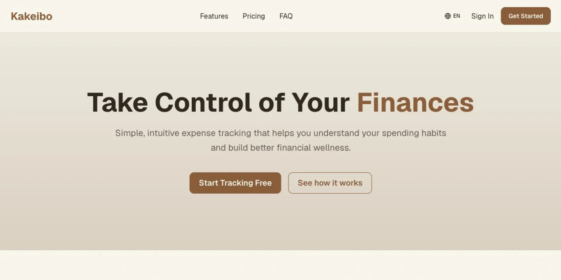 Kakeibo personal finance tracking landing page
