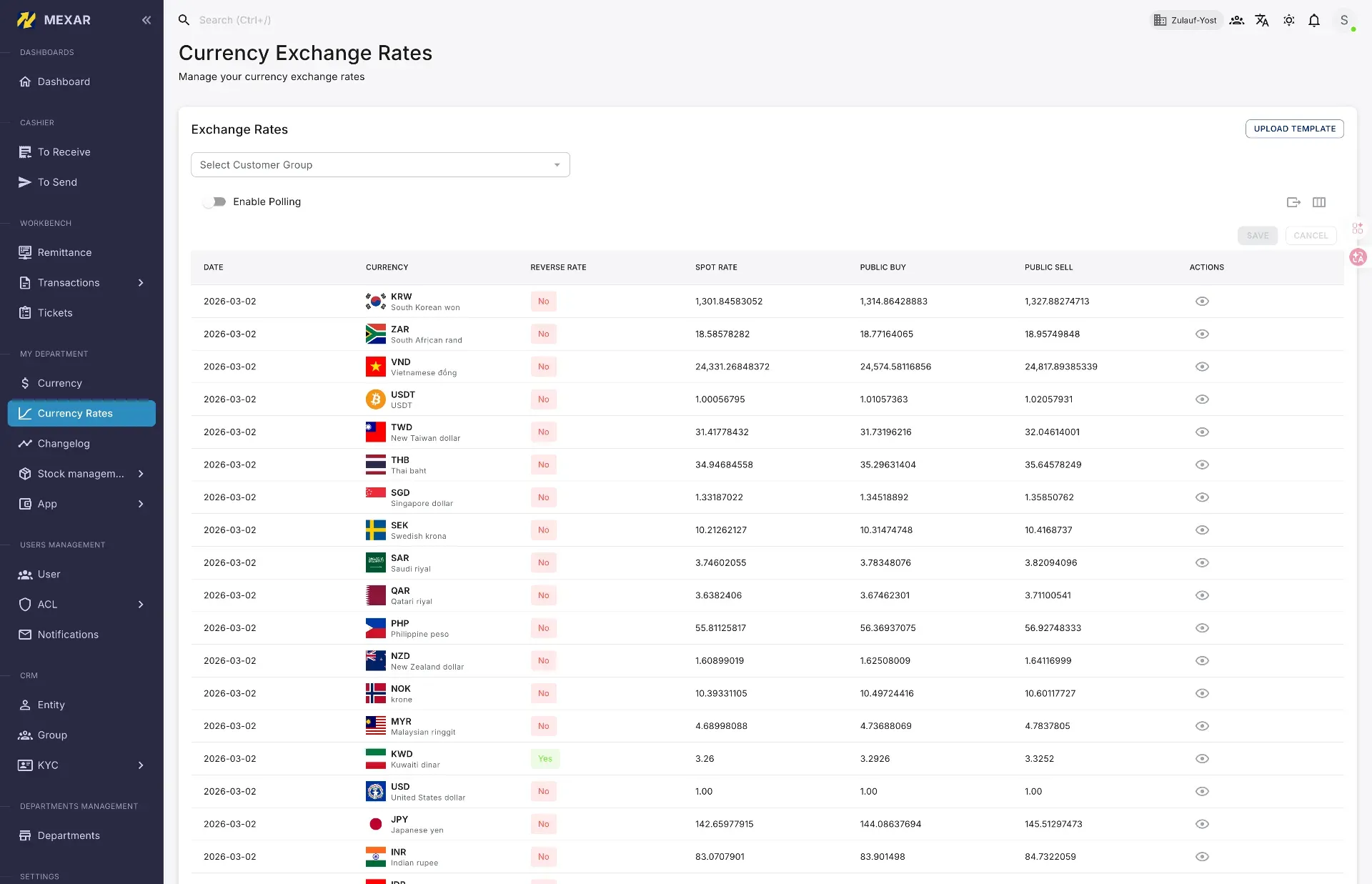 MEXAR Backend screenshot